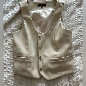 7 for all mankind vest in cream; faux leather material; XS